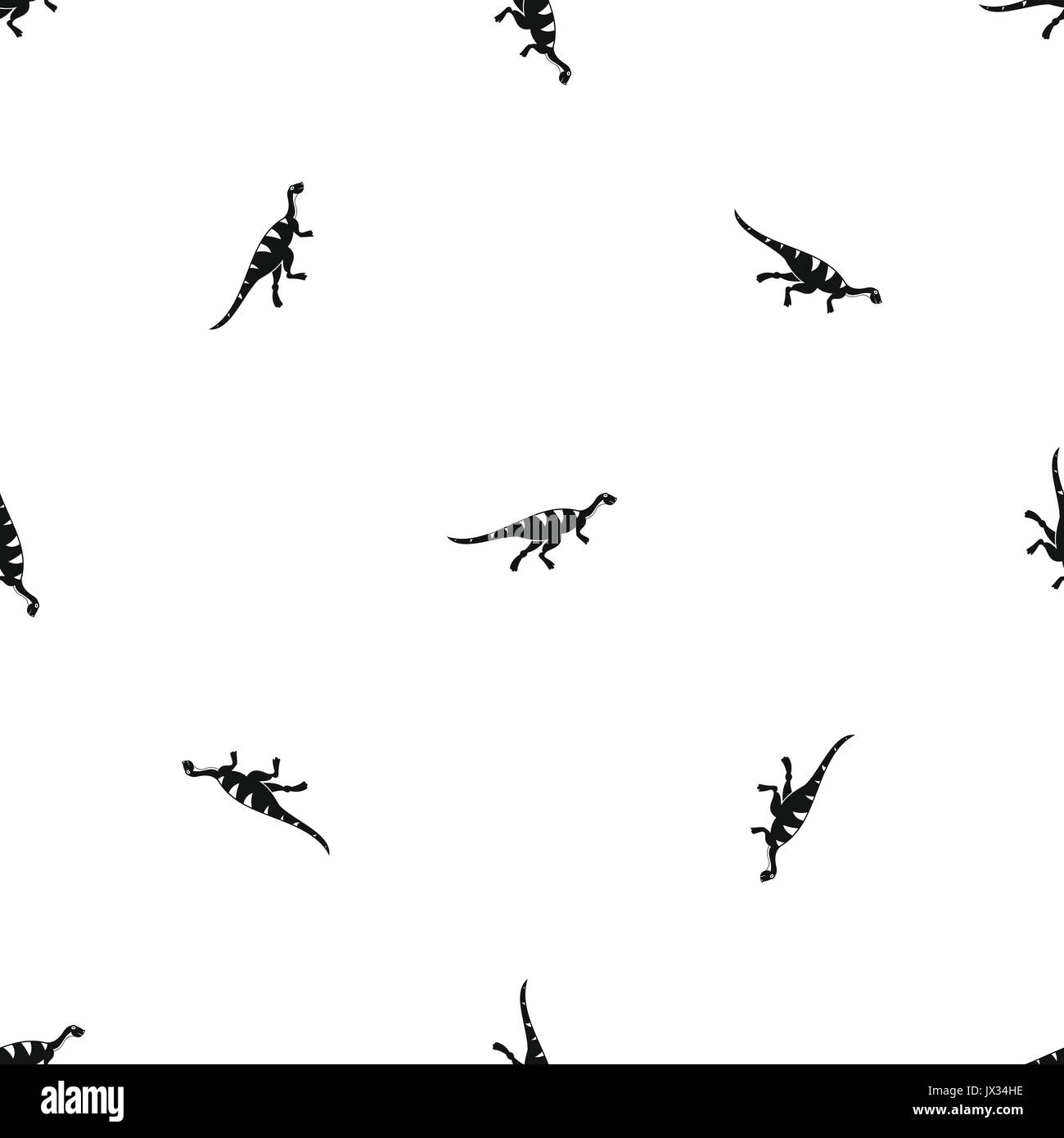 Gallimimus Dinosaurier Muster nahtlose Schwarz Stock Vektor