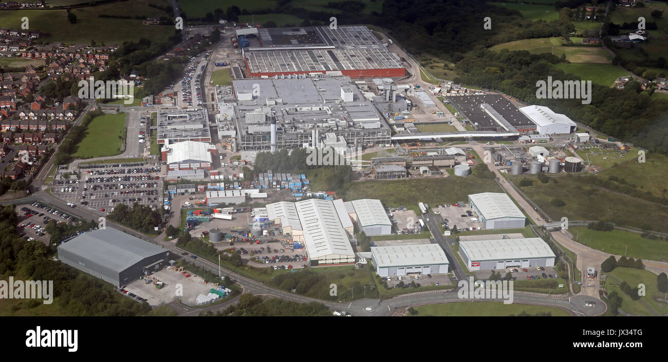Luftaufnahme von H J Heinz Werk in Wigan, Lancashire, Großbritannien Stockfoto