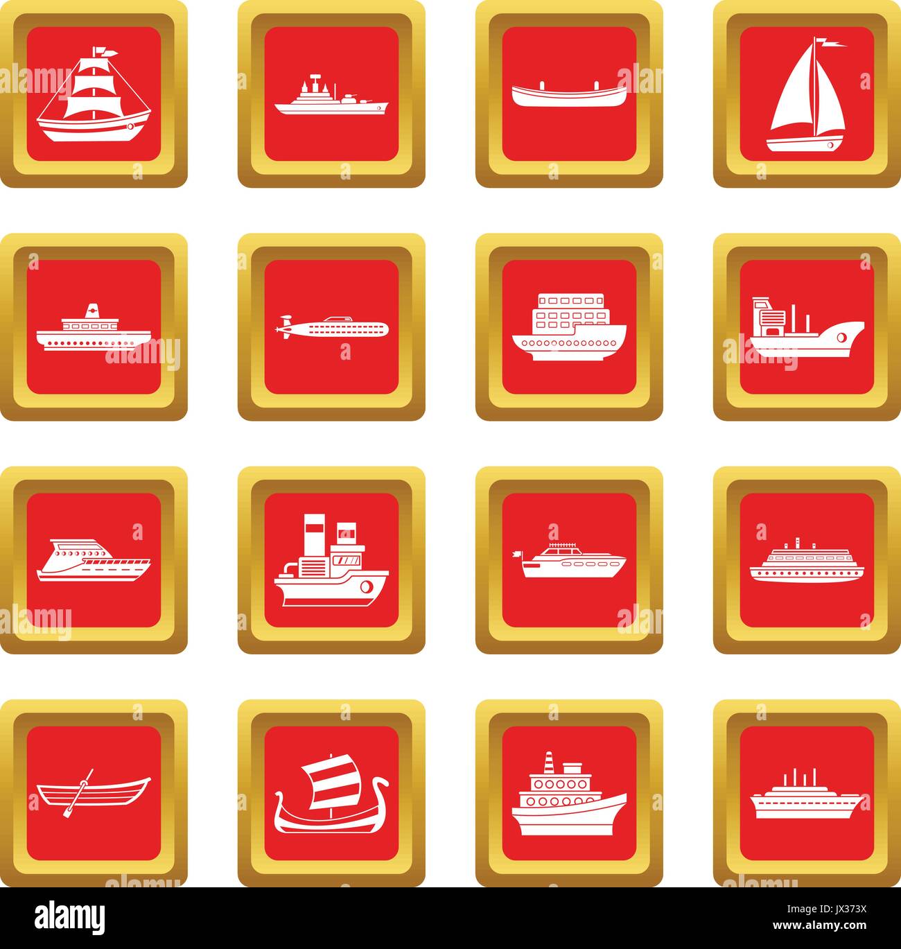 Sea Transport Icons Set Rot Stock Vektor