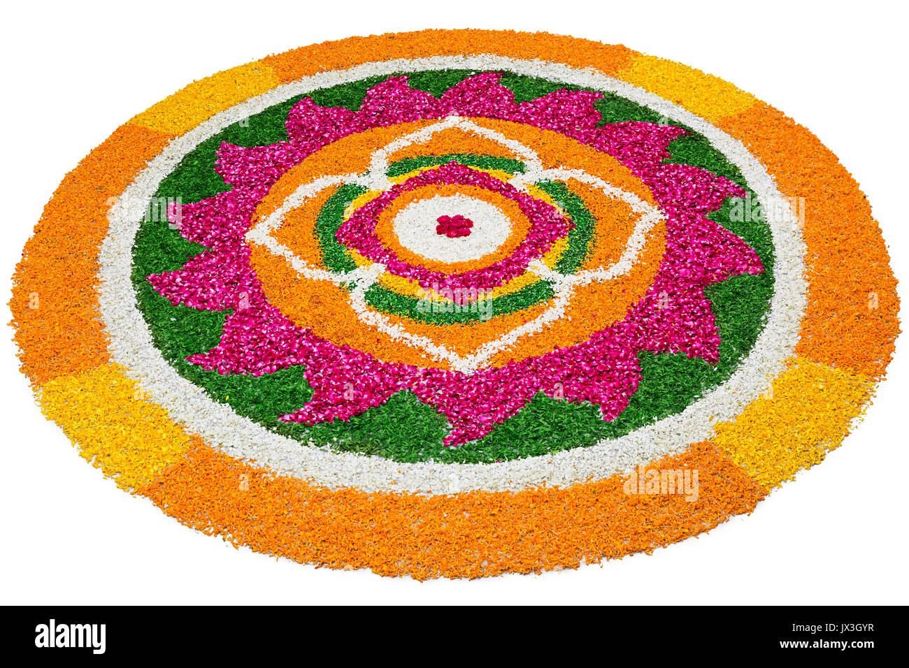 Blume Rangoli Designs Blütenblätter Rangoli Designs für Diwali-fest Gelegenheiten Stockfoto