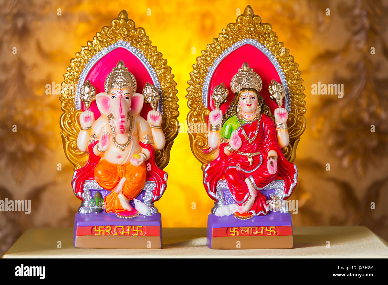 Diwali Festival verehren Götter lakshmi Puja mit Ganesh Indien Stockfoto