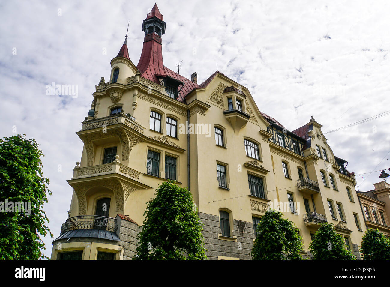 Gebäude im Jugendstil in Riga, Lettland Stockfoto