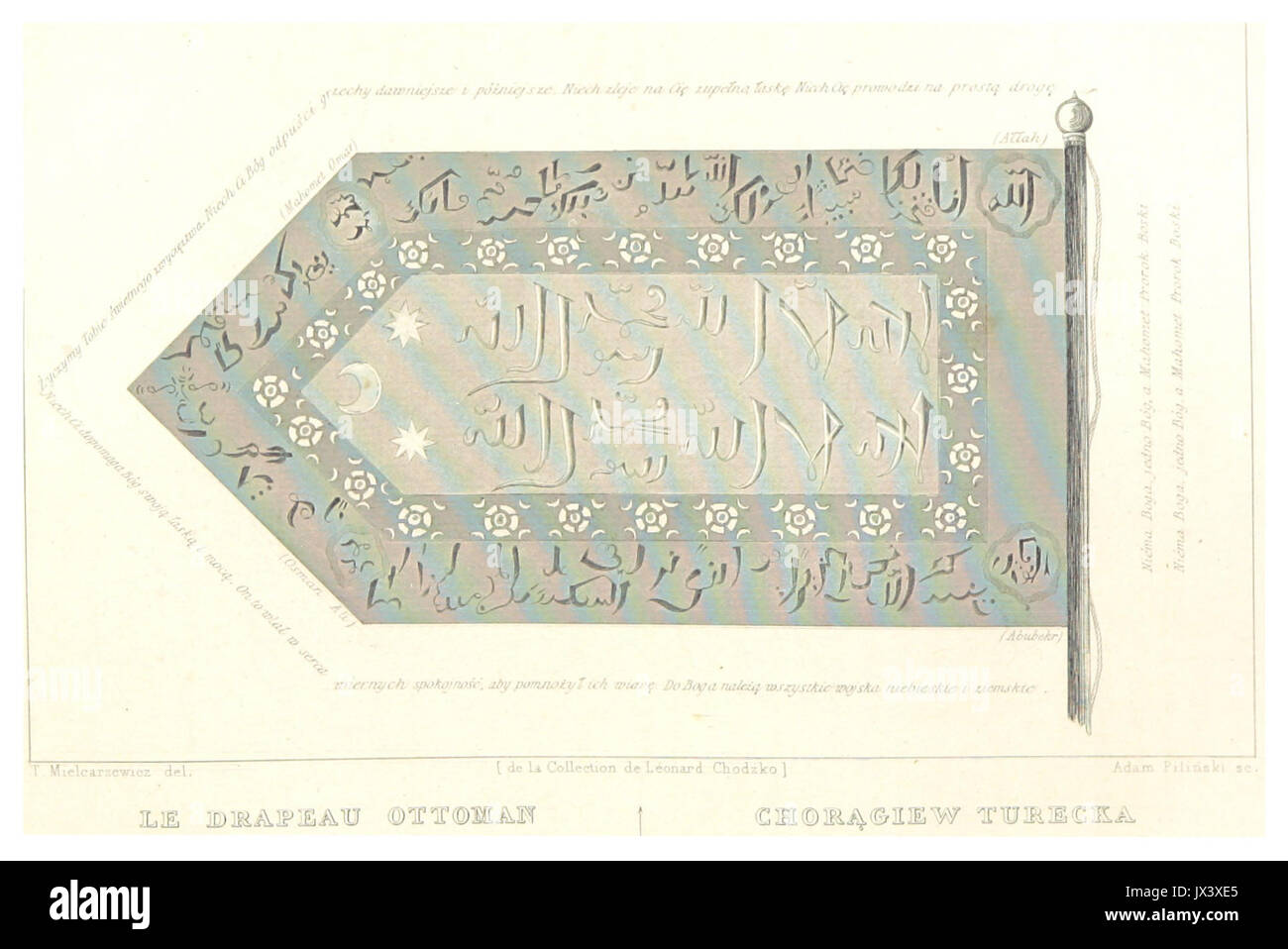 CHODZKO(1839) p307 LE DRAPEAU OTTOMAN PRIS PAR SOBIESKI, A VIENNE EN 1683 Stockfoto