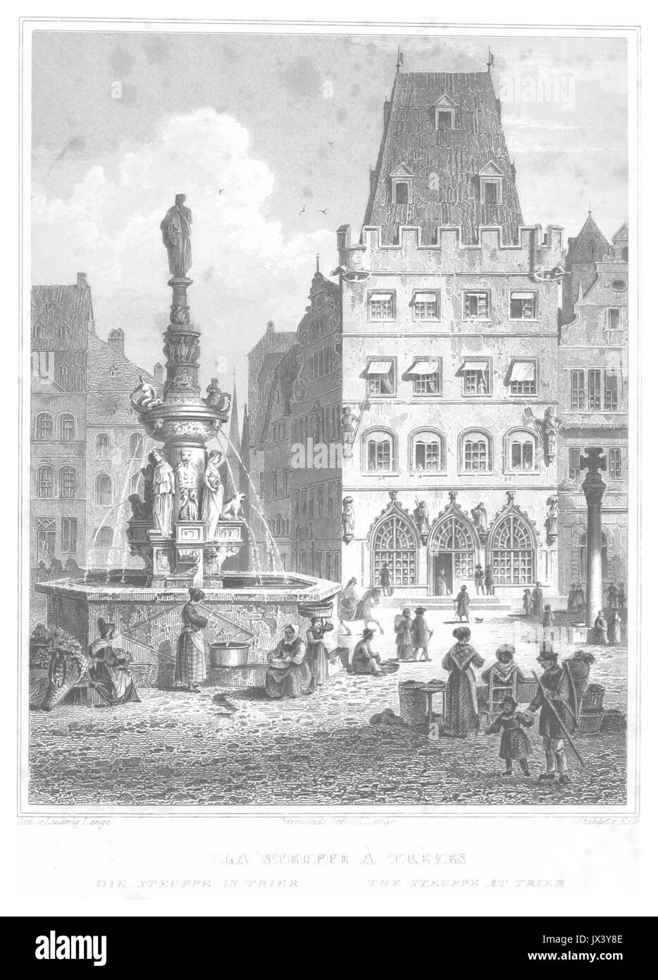 POPPEL(1852) p369 ALTER MARKT IN TRIER Stockfoto