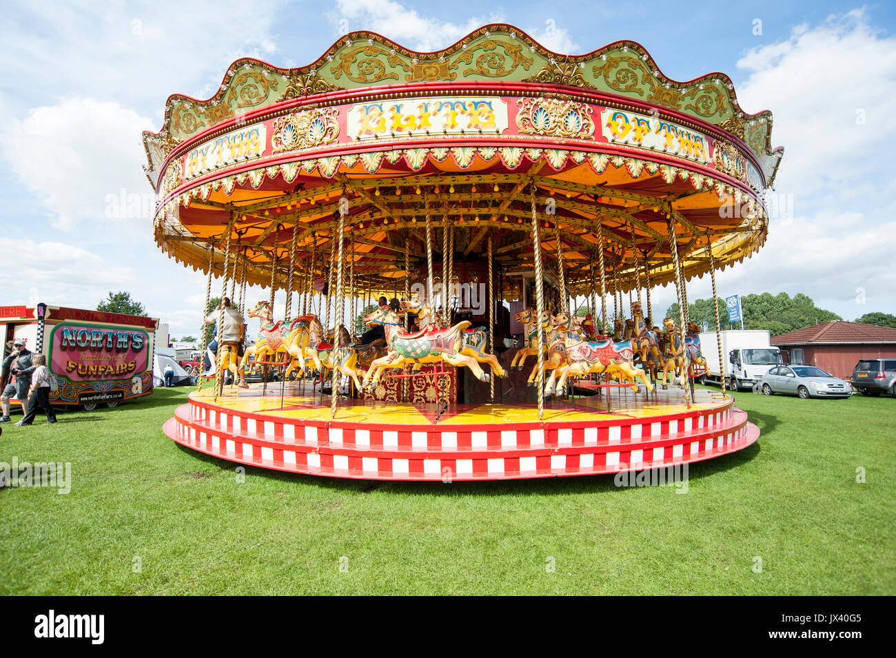 Vintage Merry Go Round am Driffield Steam Fair Stockfoto