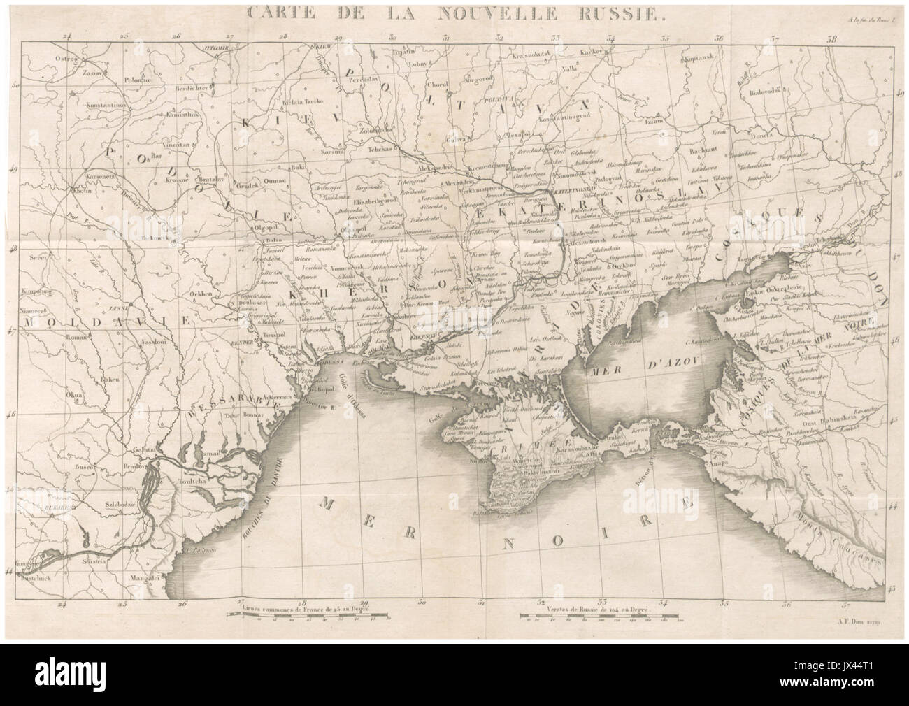 CASTELNAU (1827) p 1 369 CARTE DE LA NOUVELLE RUSSIE Stockfoto
