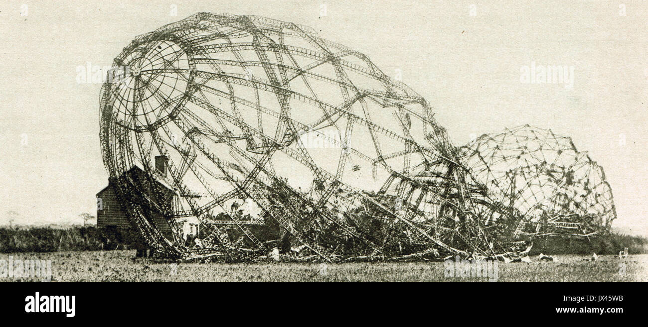 Skelett von Zeppelin L 33, Essex, 1916 Stockfoto