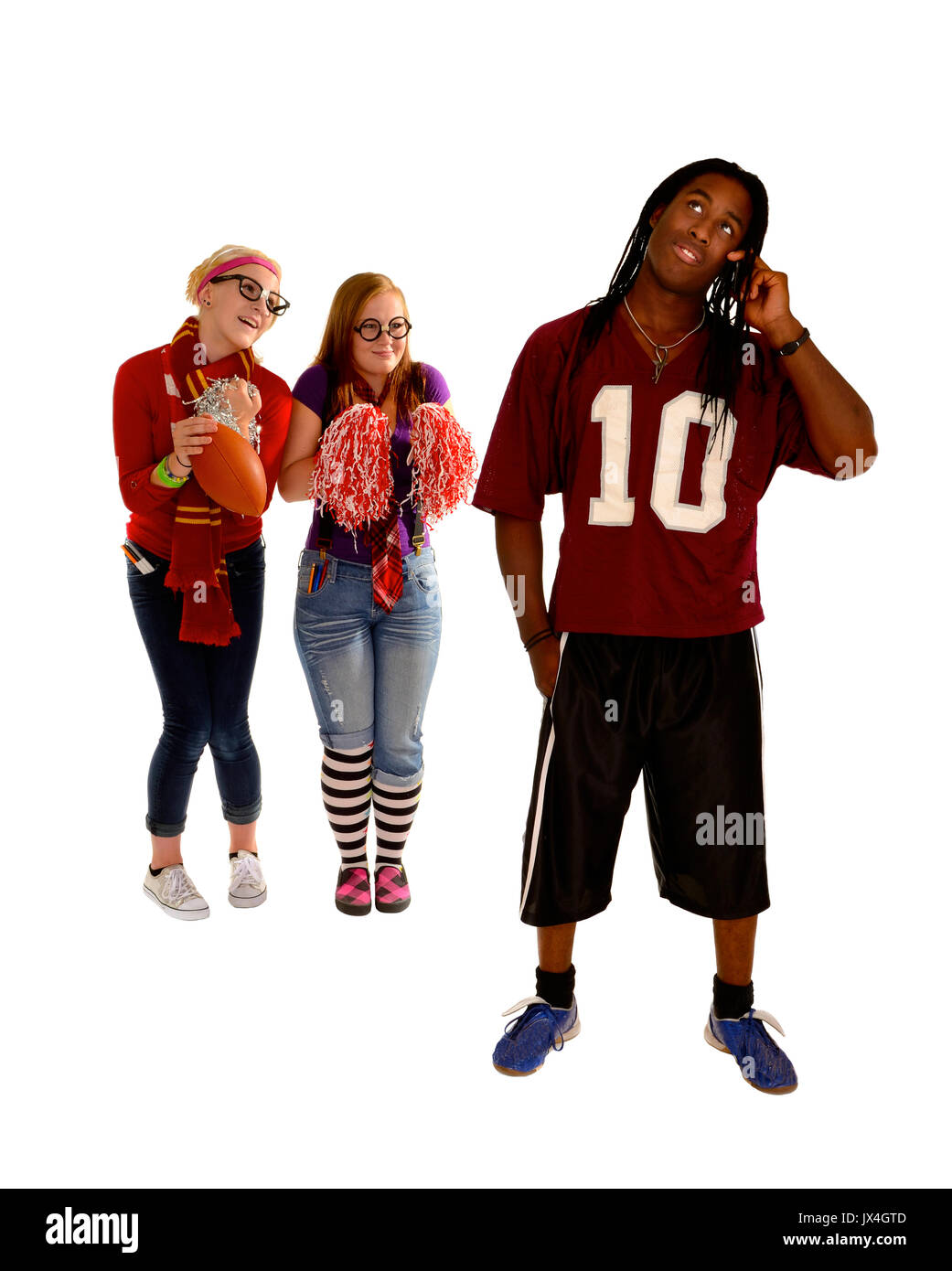 High School Mädchen Obsession mit den Süßen Boy Jock Stockfoto