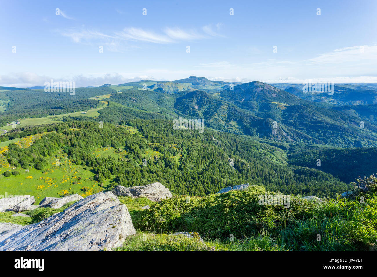 Frankreich, Ardèche, Parc naturel Regional des Monts d'Ardèche (regionalen Naturparks der Berge der Ardèche), Mont Gerbier de Jonc Gipfel (Höhe Stockfoto