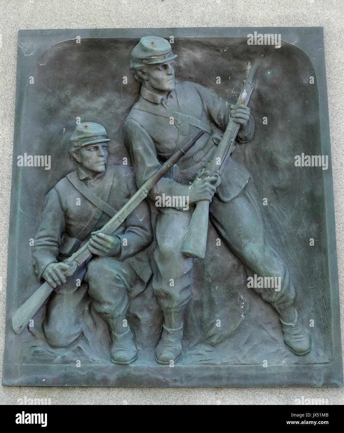 Soldaten Monument detail Spencer, Massachusetts DSC 02288 Stockfoto