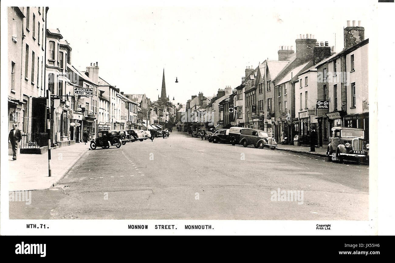 Monmouth Monnow Straße 1940 s Stockfoto