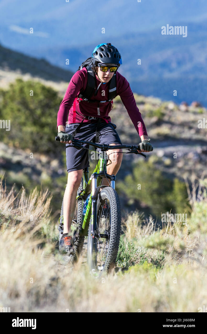 Radfahrer konkurrieren in der Fibark Festival Mountainbike Rennen, Salida, Colorado, USA Stockfoto