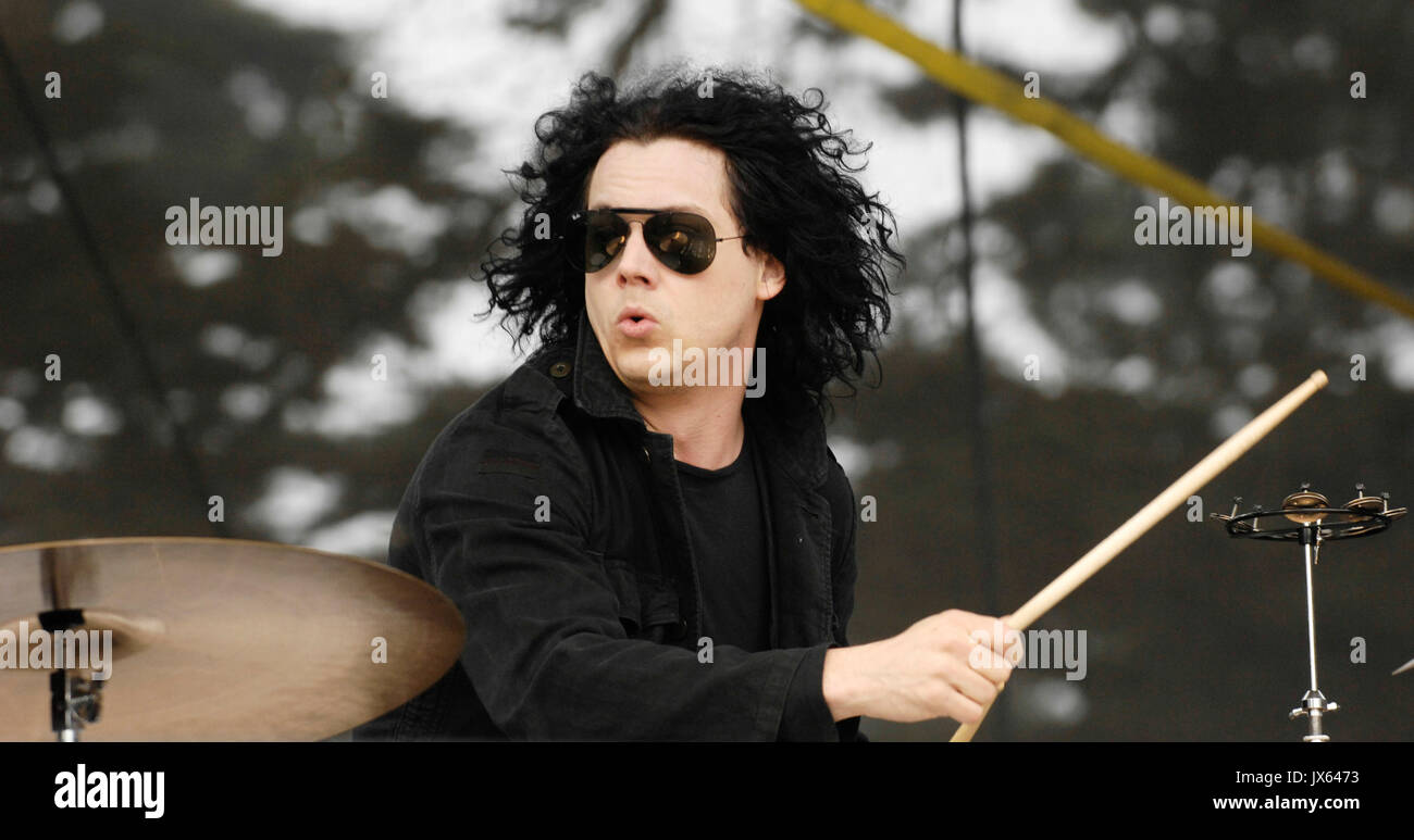 Jack White tot Wetter führt 2009 Außerhalb landet Festival Golden Gate Park August 30,2009 San Francisco. Stockfoto