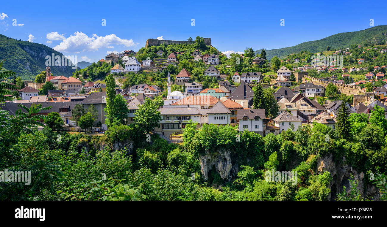 Die Altstadt von Jajce, historische Hauptstadt von Bosnien und Herzegowina Stockfoto