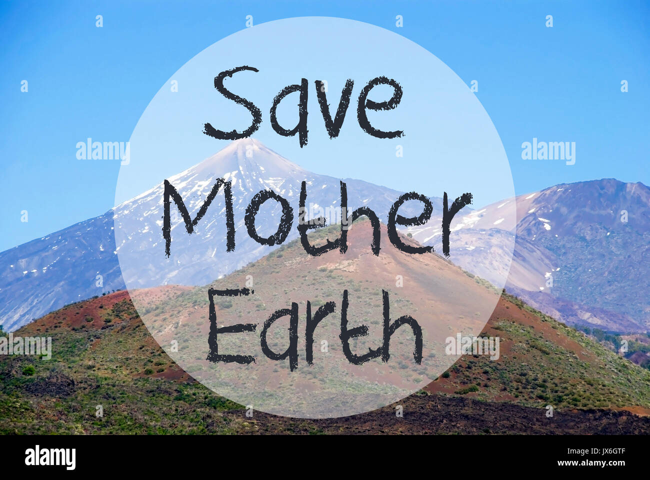 Vulcano Berg, Text speichern Mutter Erde Stockfoto