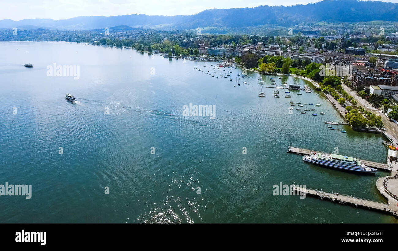 Luftaufnahme der See der Stadt Zürich in der Schweiz Europa Stockfoto