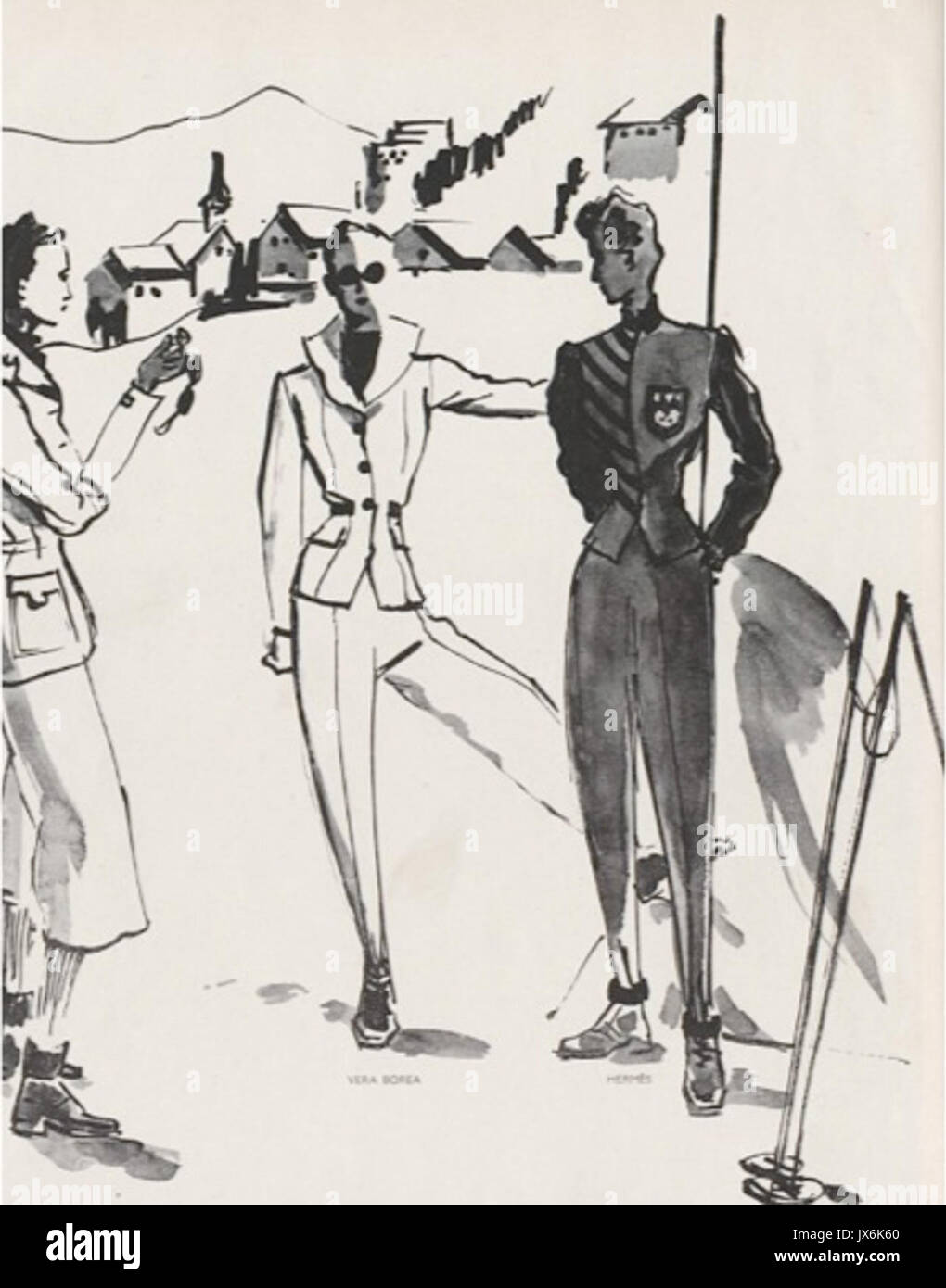 VERA BOREA SKIANZUG FÜR AROSA 1939 Stockfoto