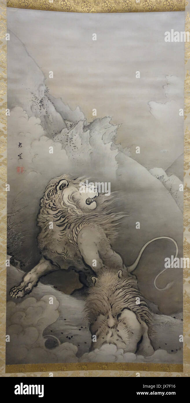 Lions durch Hogai Kano, c 1886, Sumi und Farbe auf Papier National Museum für Moderne Kunst, Tokyo DSC 06653 Stockfoto