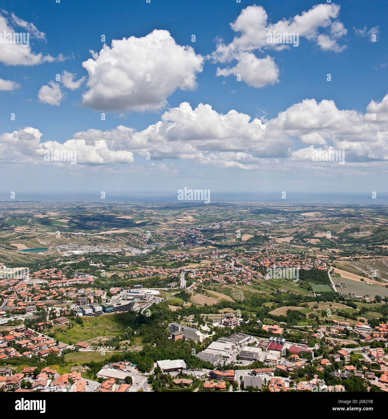 Luftbild der Region Marken in Italien Stockfoto
