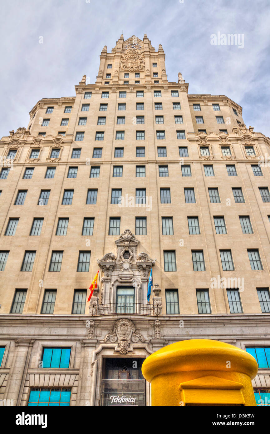 Edificio Telefónica en la Gran Vía. Madrid. España Stockfoto