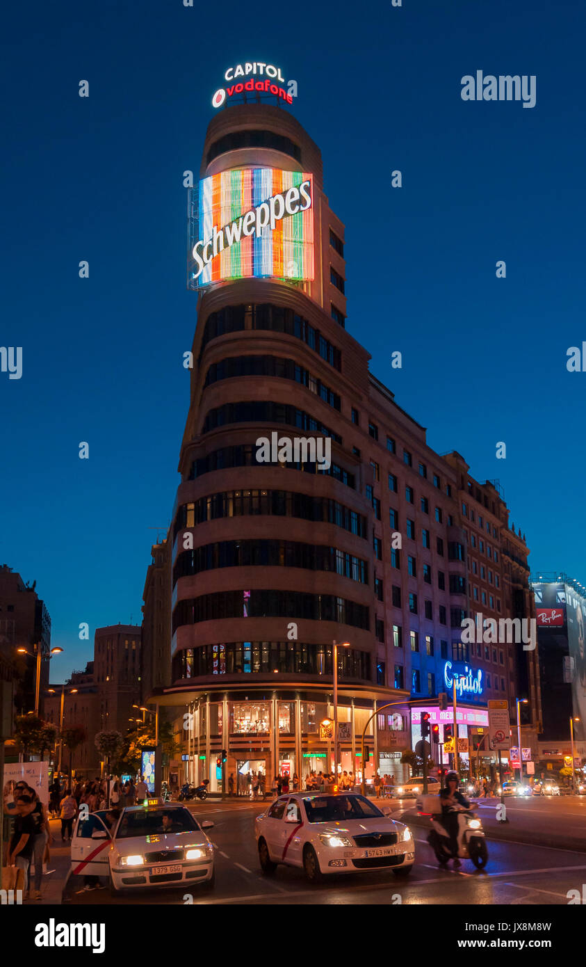 Edificio Capitol en la Gran Vía de Madrid. España Stockfoto