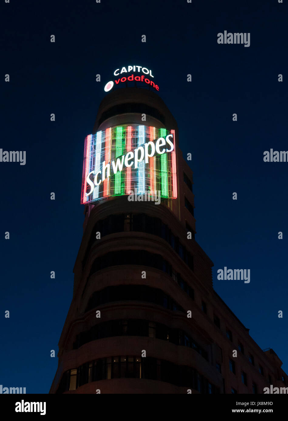 Edificio Capitol en la Gran Vía de Madrid. España Stockfoto