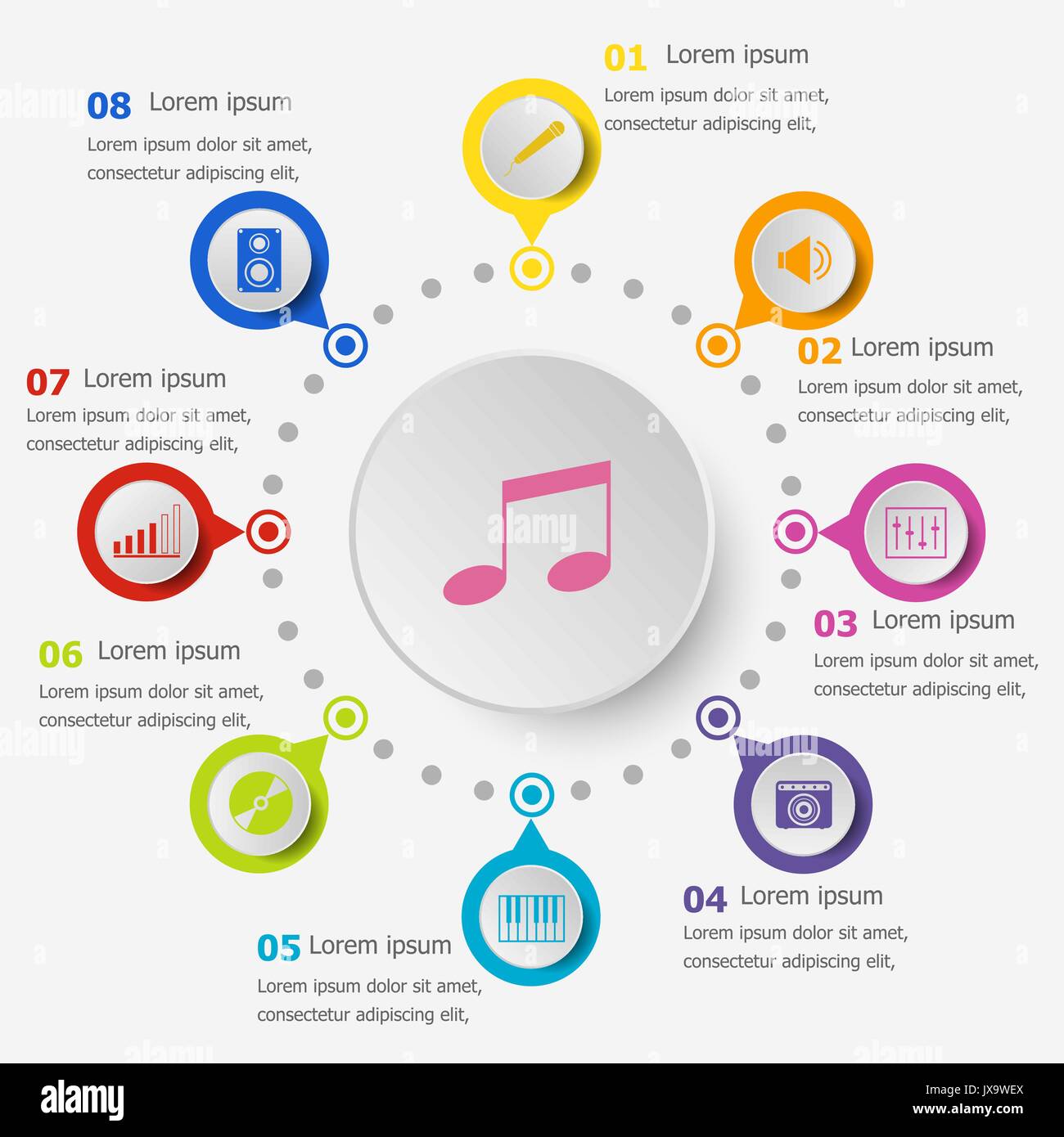Infografik Vorlage mit Musik Symbole, Vektor Stock Vektor