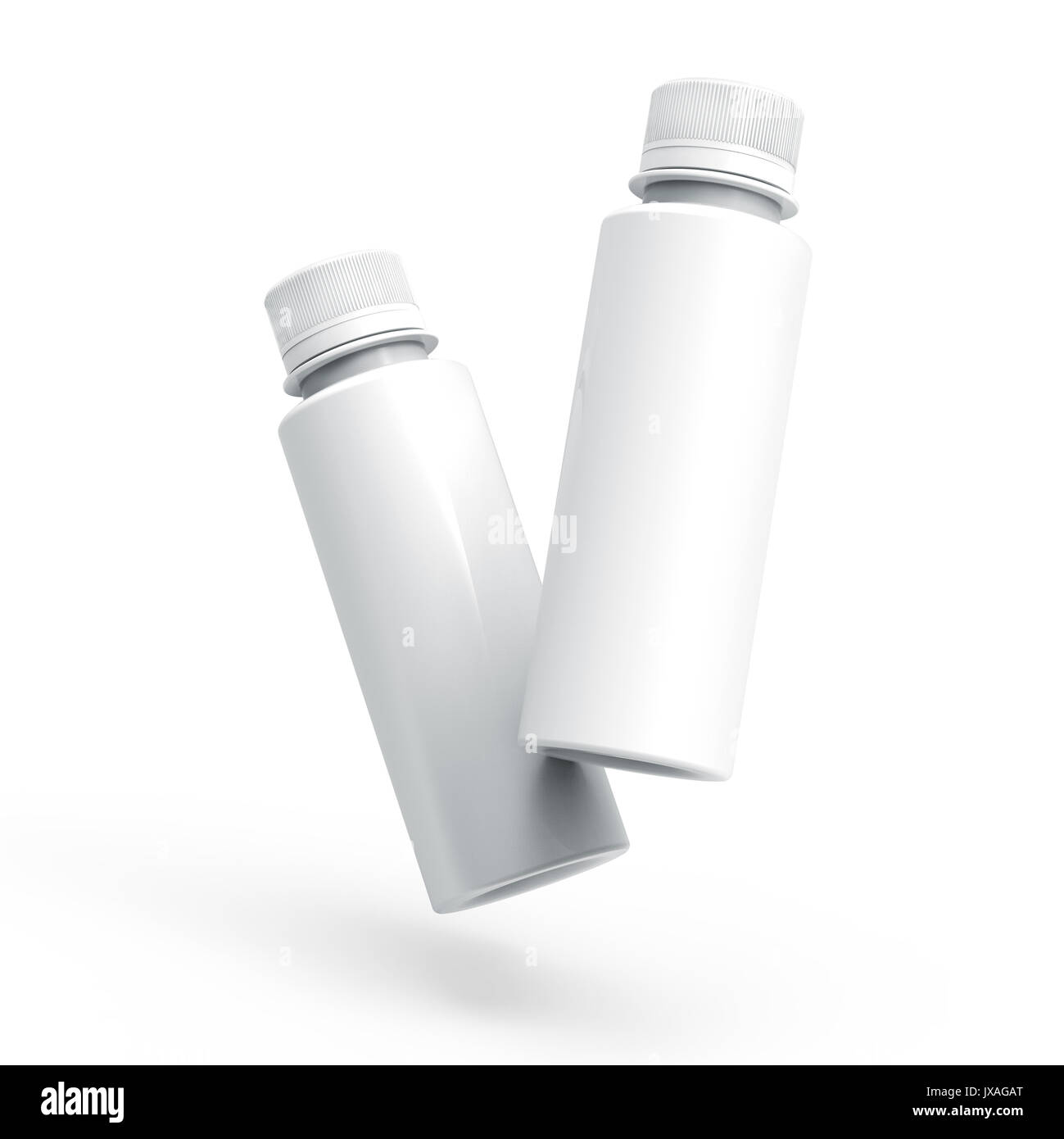 Plastikflasche für Getränke, leere Flasche mockup Vorlage in 3D Rendering auf Weiß für Design wird isoliert, zwei Flaschen Sammlung Stockfoto