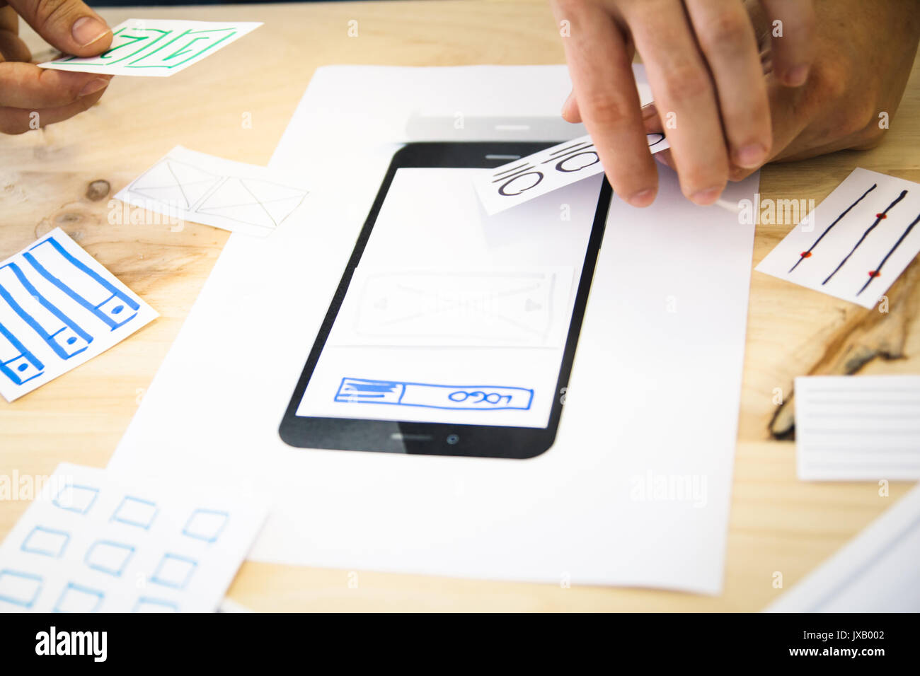 Mobile App Design Planung Stockfoto