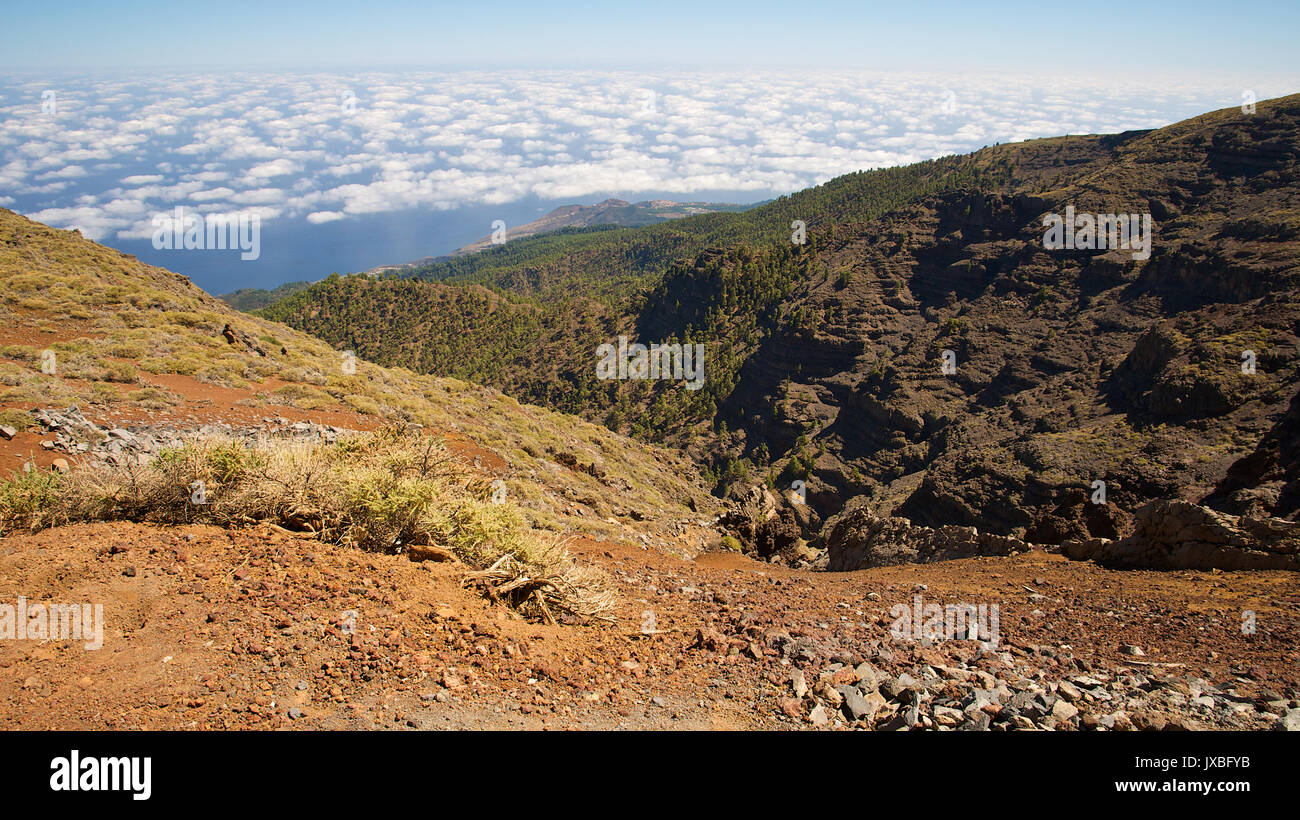 Meer der Wolken Blick vom Roque de Los Muchachos auf La Palma (Kanarische Inseln, Spanien) Stockfoto