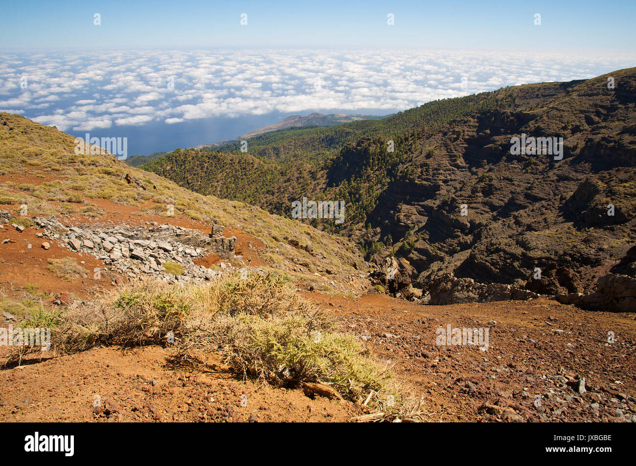 Meer der Wolken Blick vom Roque de Los Muchachos auf La Palma (Kanarische Inseln, Spanien) Stockfoto