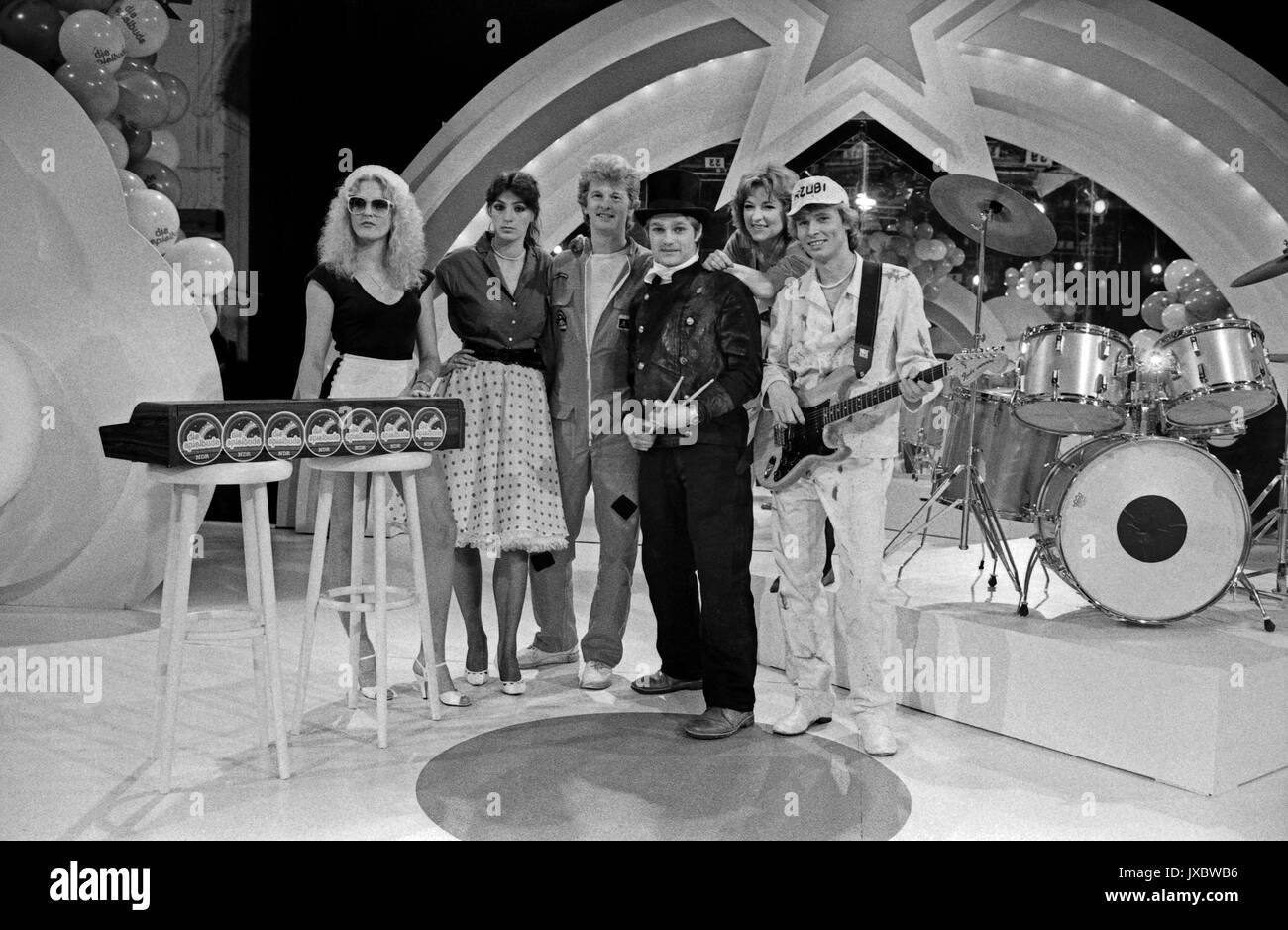 Spielbude, Unterhaltungsserie, Deutschland 1982 - 1989, hier: Band 'Azubis', bestehend aus Auszubildenden, singt "Wir haben Bock auf Rock'Sterben. Stockfoto