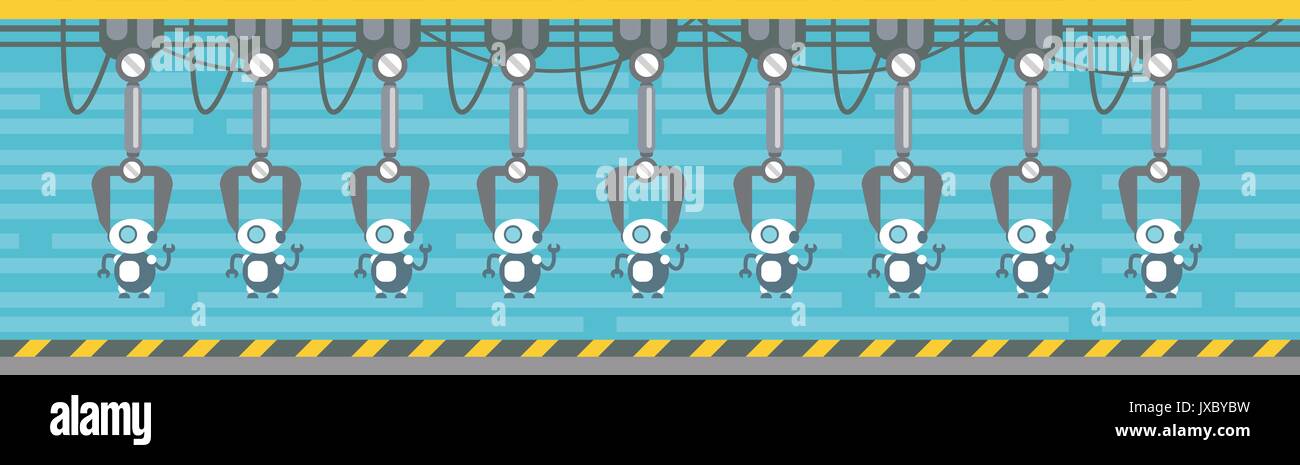 Roboter Produktion Fördertechnik automatische Montage Maschinen Industrielle Automatisierung Stock Vektor