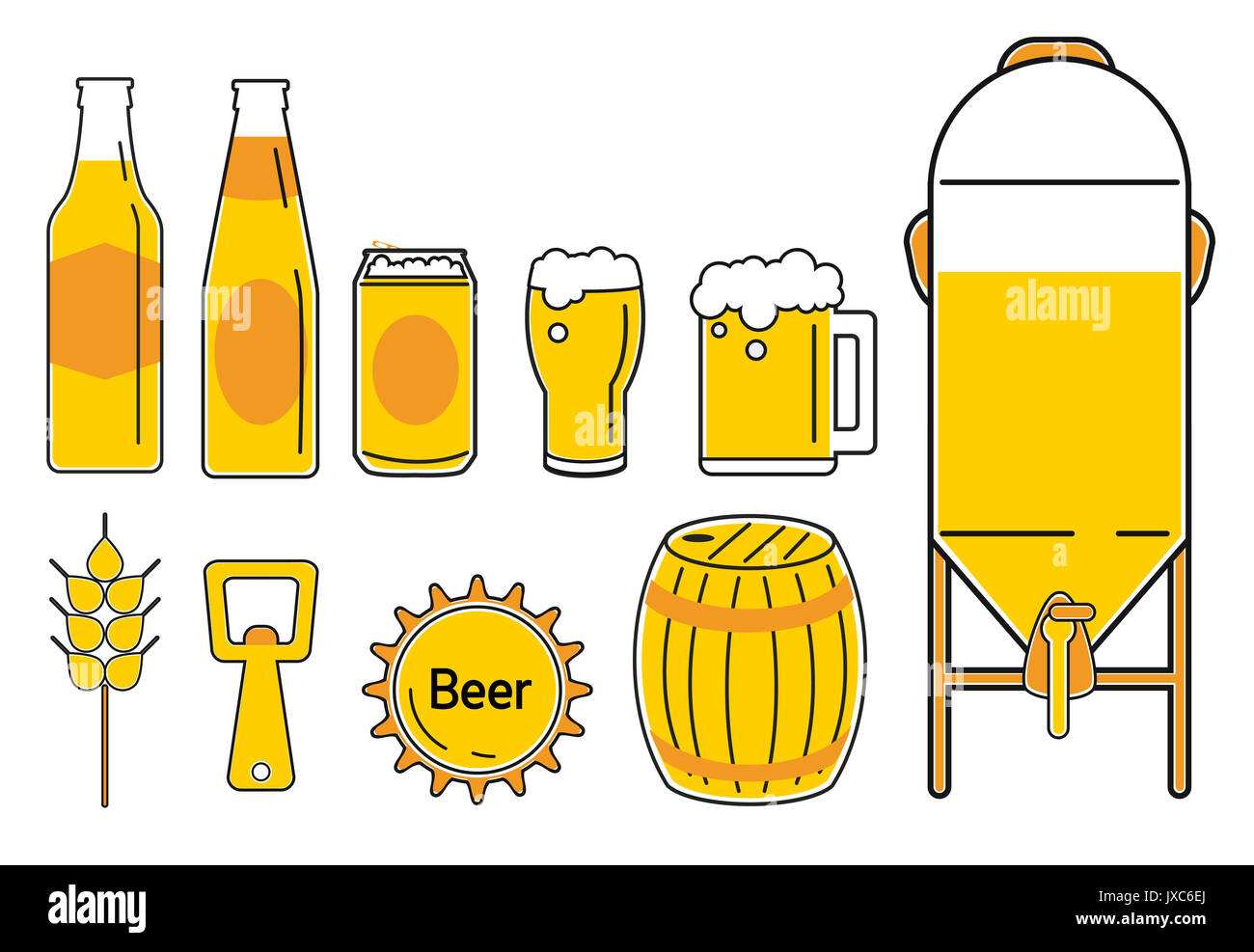 Bier Symbol line Cartoon vecter Grafik und Illustrationen Stockfoto