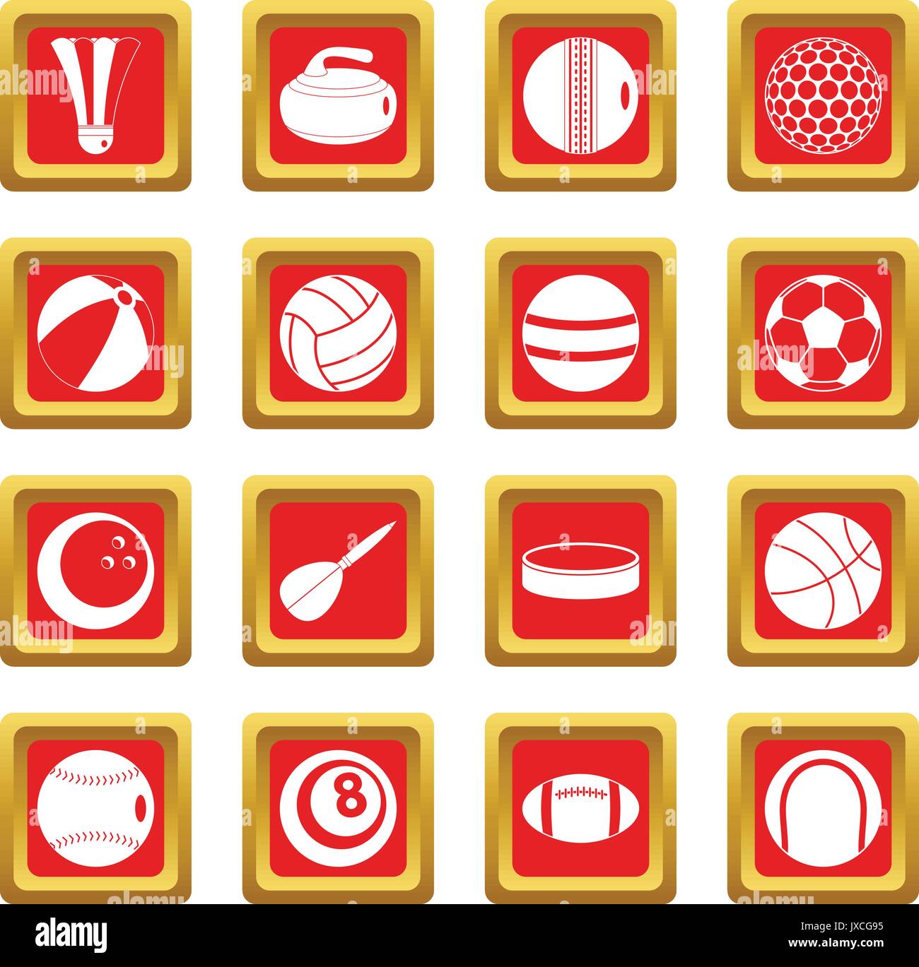 Sport Bälle Icons Set Rot Stock Vektor