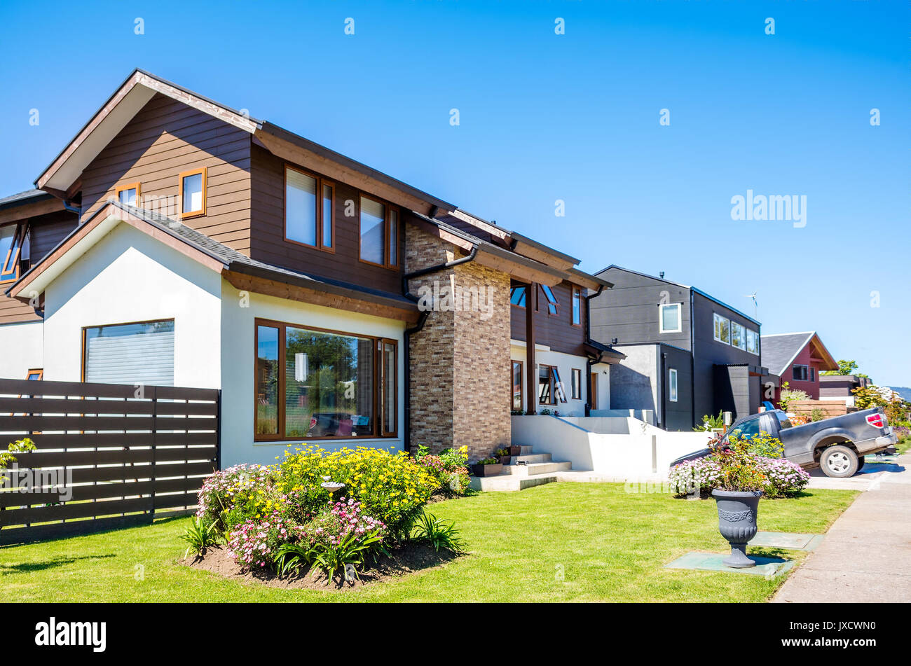 Chilenische obere Mittelklasse Nachbarschaft in Valdivia Stockfoto