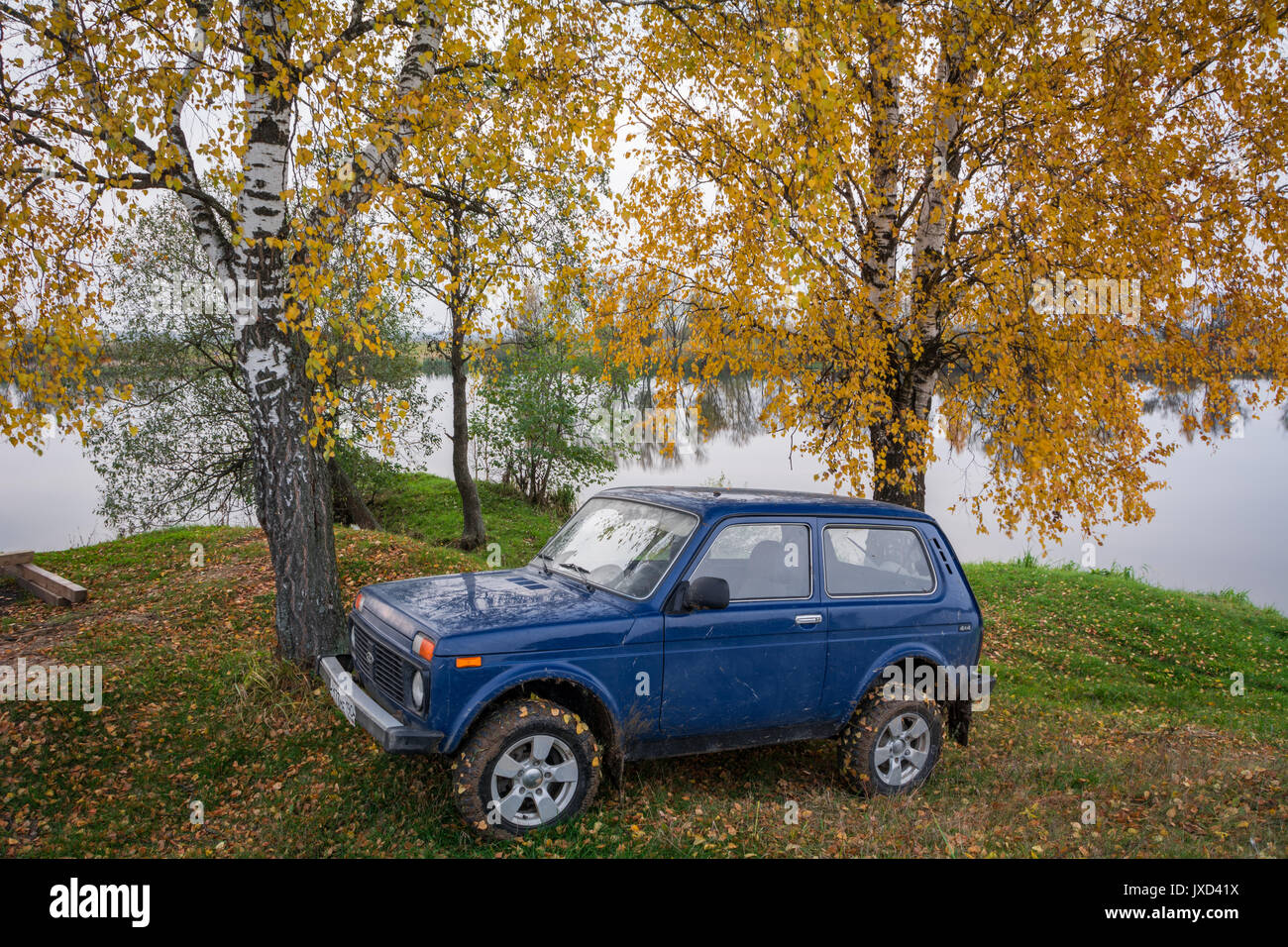 Sowjetische und russische SUV Lada Niva 4 x 4 Stockfoto