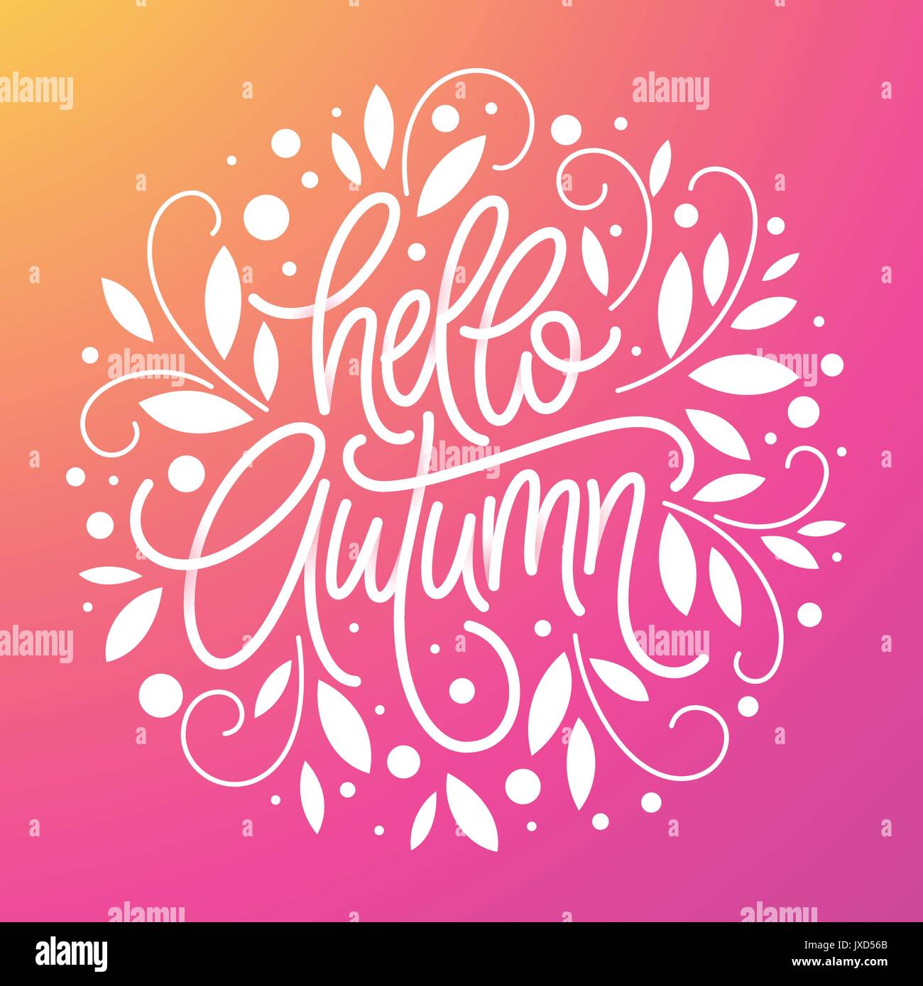 Herbst Hintergrund und Rahmen der Blätter im Stil eines Thin Line Art. Handschriftliche modernen Schriftzug. Herbstlaub Hintergrund. Vector Illustration Stock Vektor