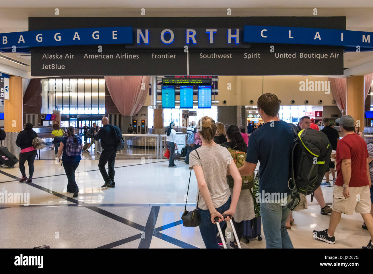 North Terminal Gepäckausgabe am internationalen Flughafen Hartsfield-Jackson Atlanta, dem verkehrsreichsten Flughafen der Welt in Atlanta, Georgia, USA. Stockfoto