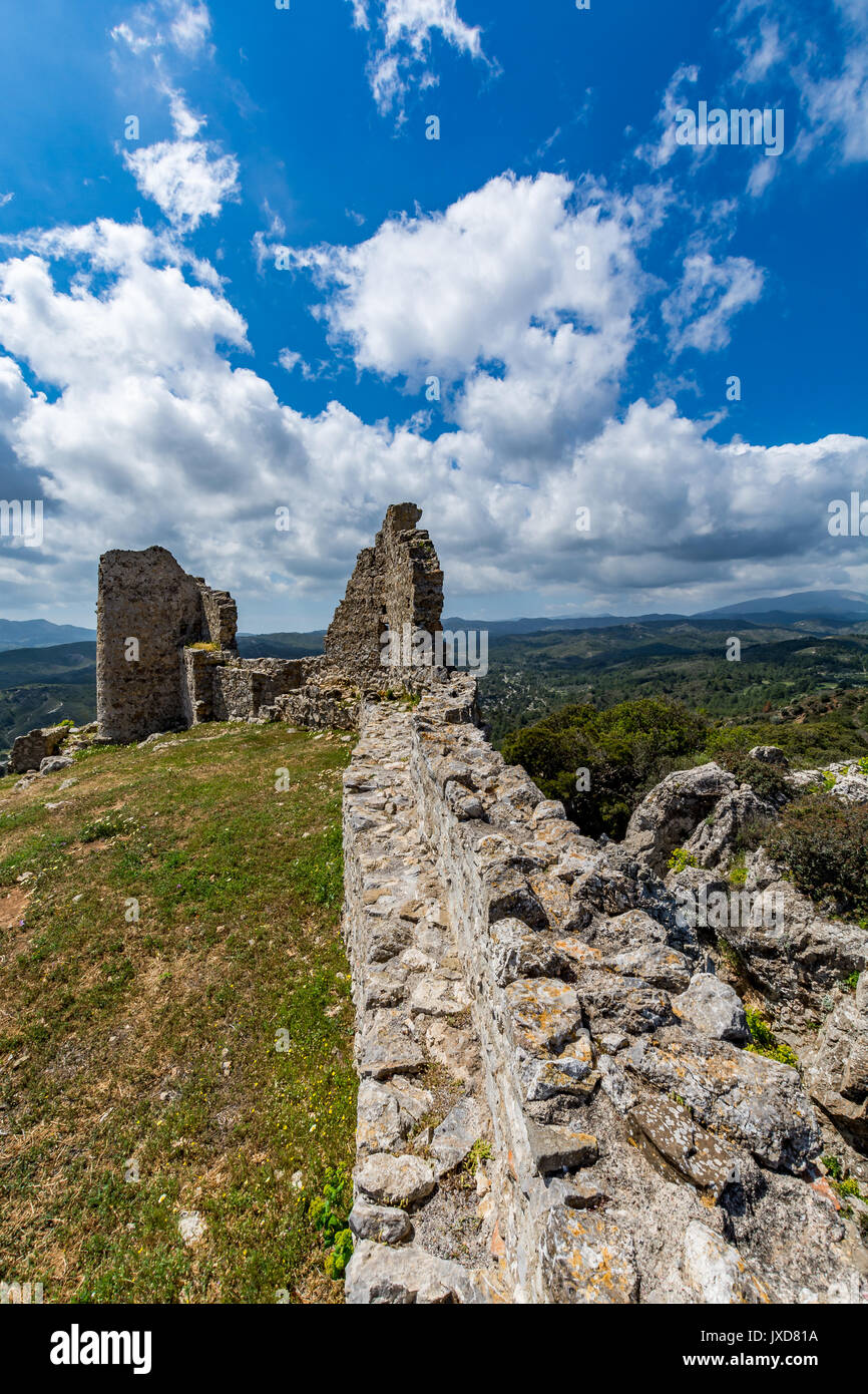 Anzeigen von Asklepios Schloss an einem schönen Tag, Insel Rhodos, Griechenland Stockfoto