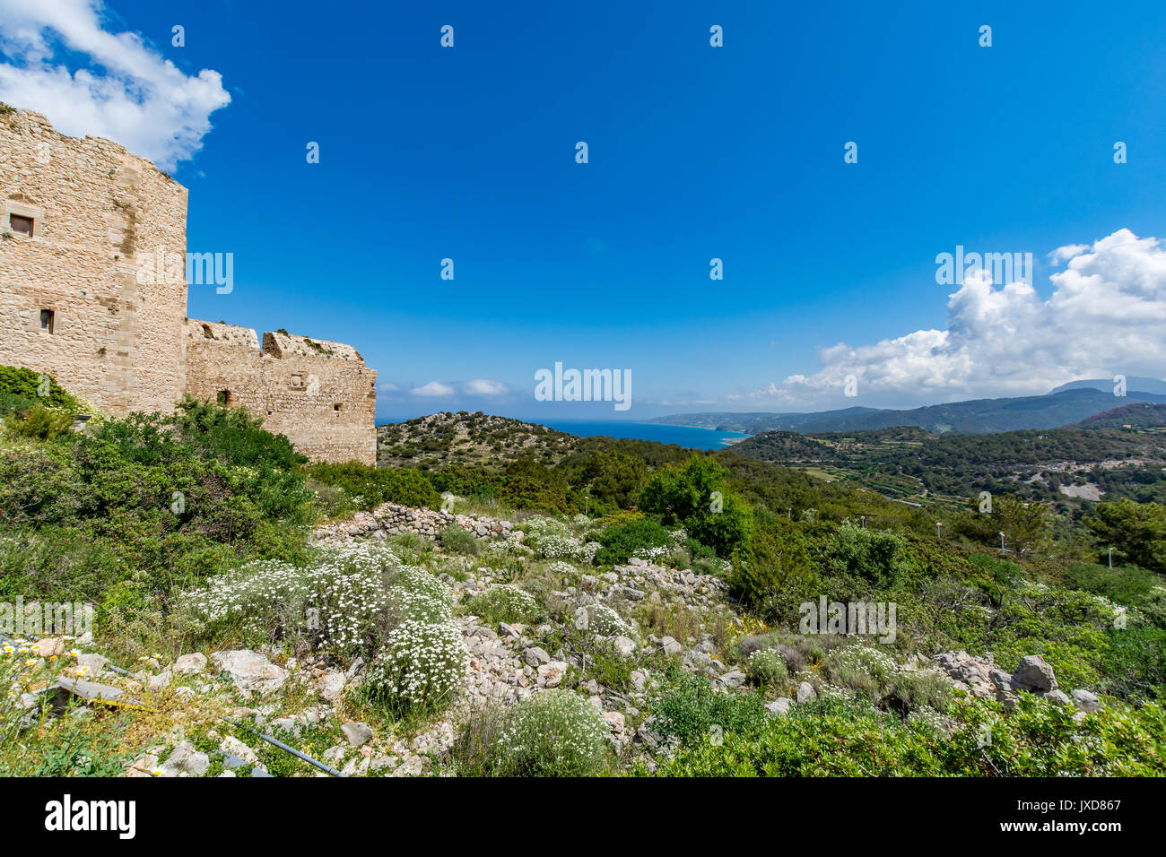 Mittelalterliche Burg von Tijarafe (Kastellos), Insel Rhodos, Griechenland Stockfoto