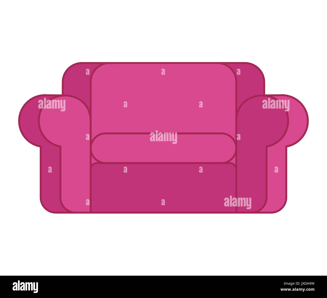 Rosa sofa isoliert. Große weiche rosa Couch auf weißem Hintergrund Stock Vektor