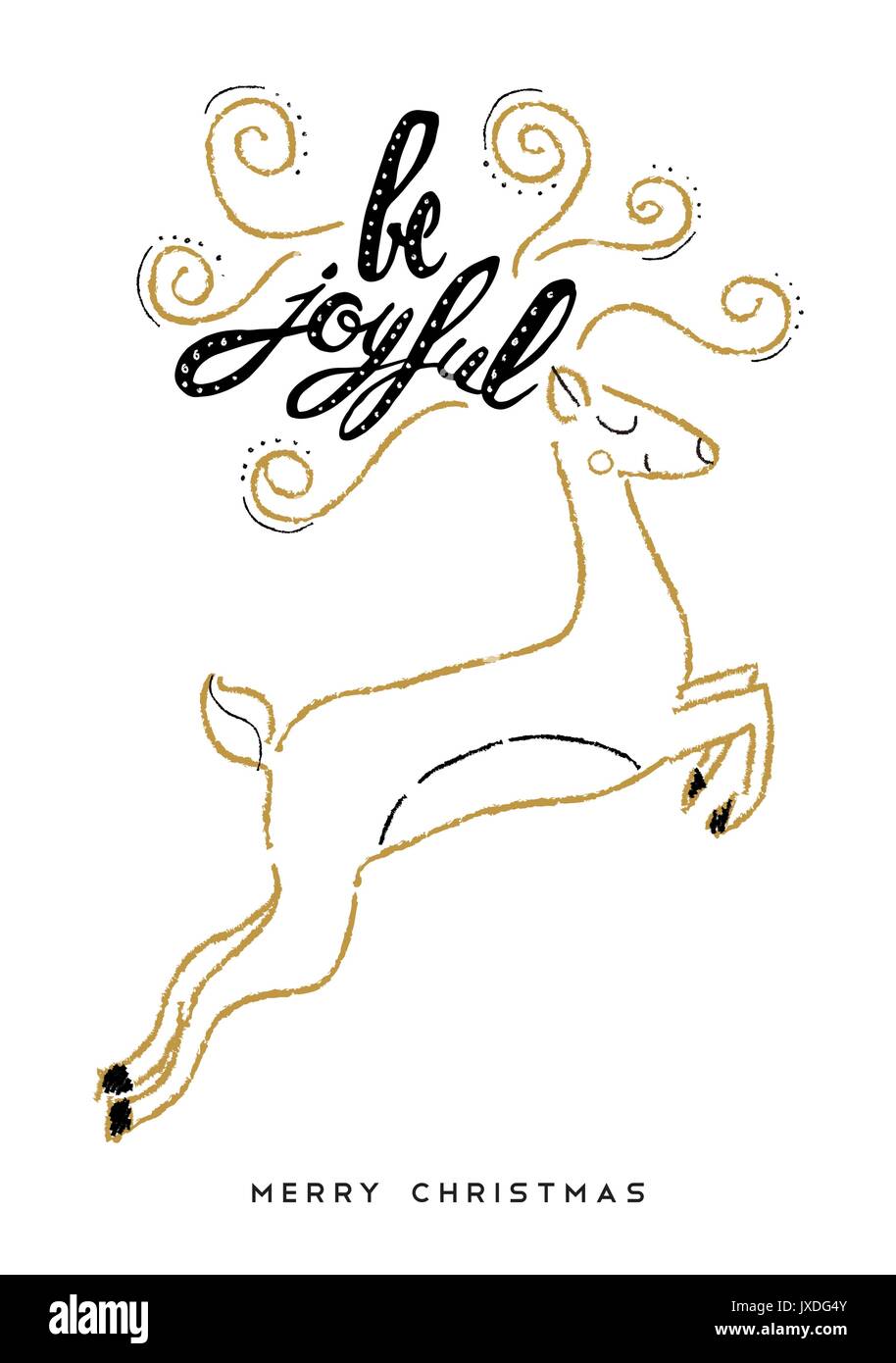 Süße Weihnachten Grußkarte Design für die Ferienzeit mit Hand gezeichnet Rentiere und Typografie. Kreative vintage Kalligraphie zitat Abbildung. EPS 10. Stock Vektor