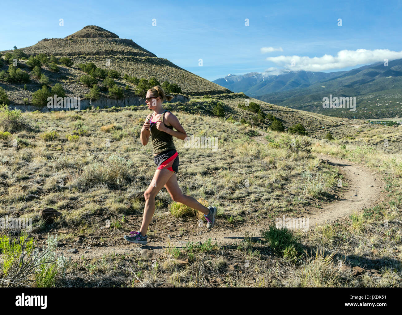 Läuferinnen konkurrieren in der Fibark Festival Trail Run; Salida, Colorado, USA Stockfoto