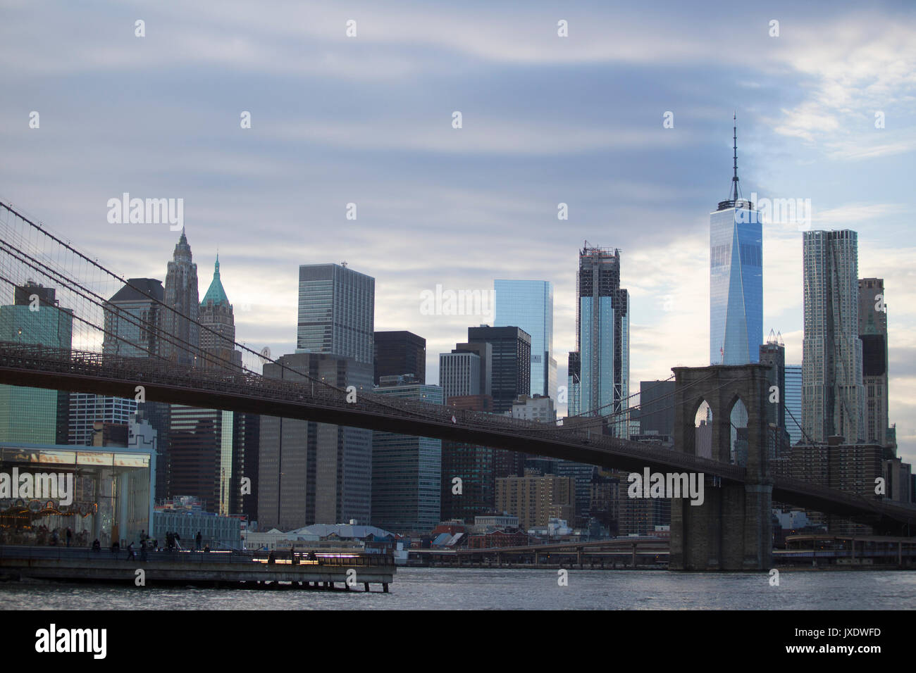 New York, USA. 9. März. Blick von dumbo von Manhattan. Stockfoto