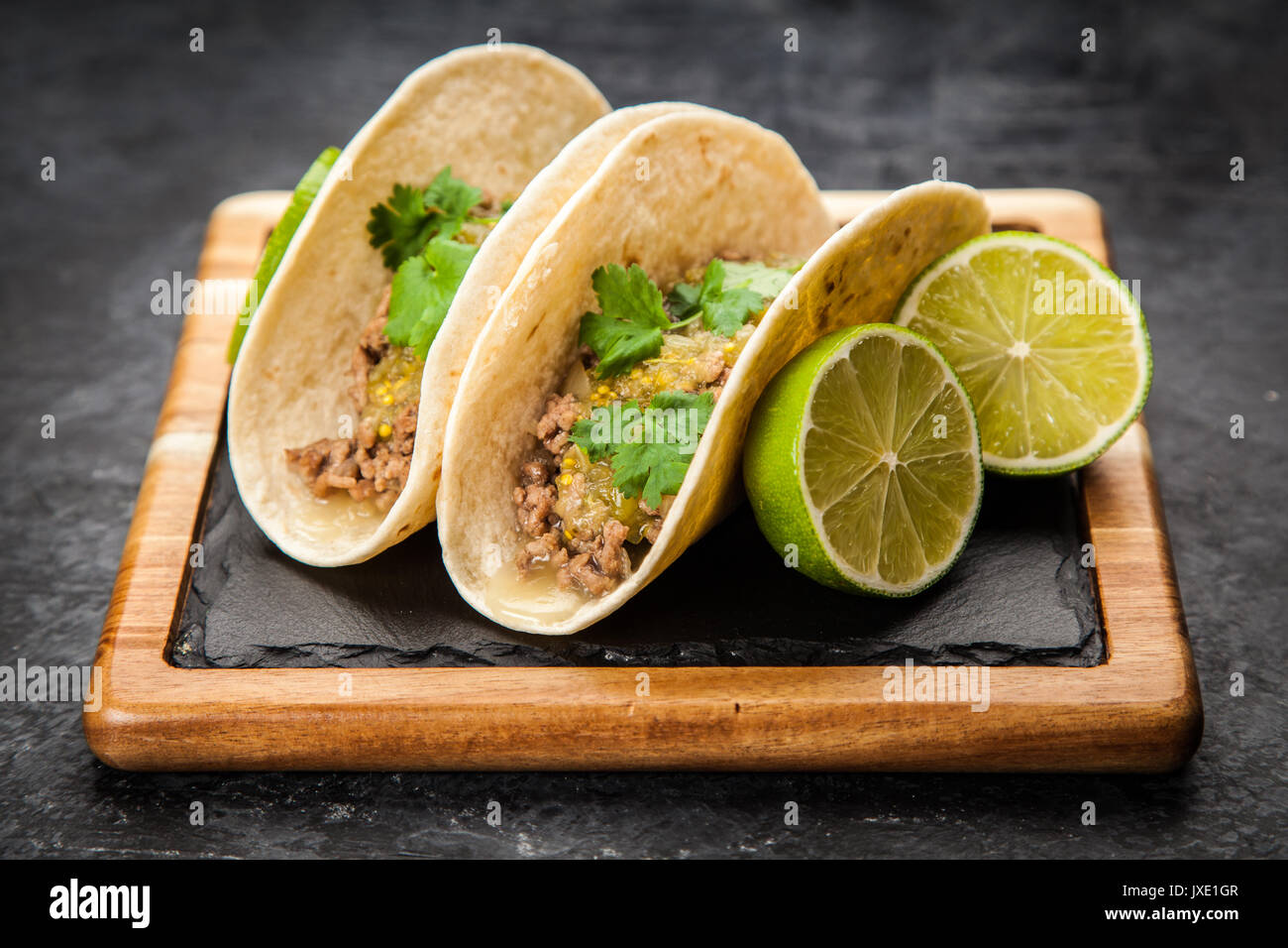 Mexikanische Tacos mit Rindfleisch Stockfoto