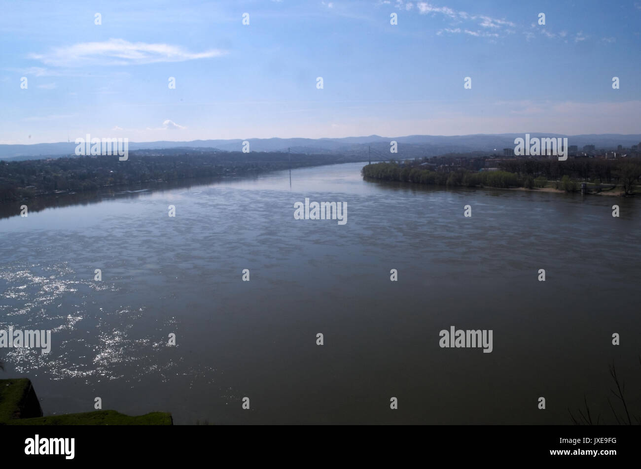 Blick auf die Donau von der Festung Petrovaradin, Novi Sad, Serbien Stockfoto