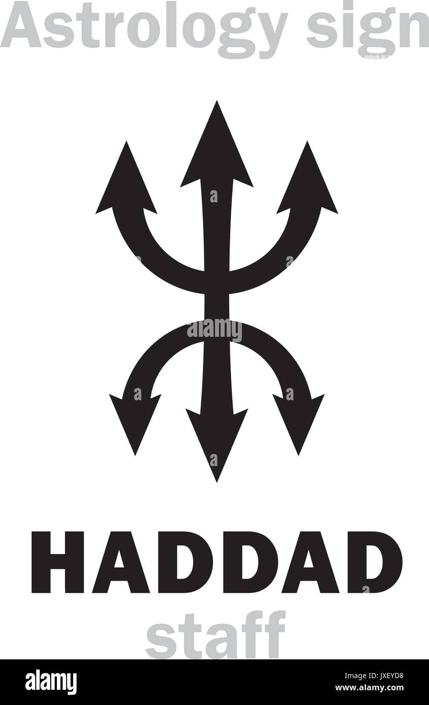 Astrologie Alphabet: HADDAD Personal. Hieroglyphen Zeichen Zeichen (Symbol). Stock Vektor