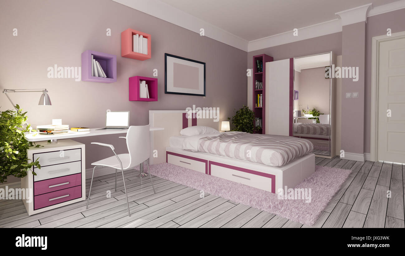 Jugendlich Mädchen Schlafzimmer interior design Idee Stockfoto, Bild ... Jugendlich Mädchen Schlafzimmer interior design Idee Stockfoto, Bild ...