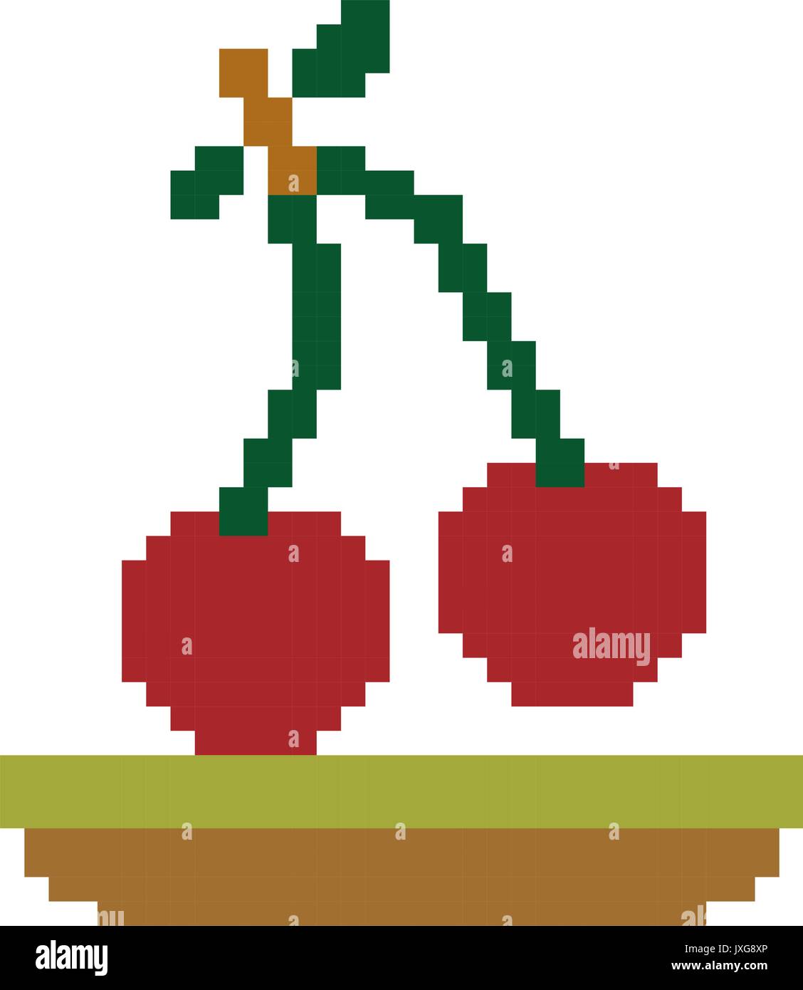 Bunte pixelated cherry Früchte in der Wiese Stock Vektor